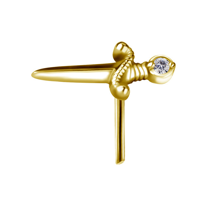 Attachment push in - dagger with white zirconia - CoCr NF - gold - PI-013
