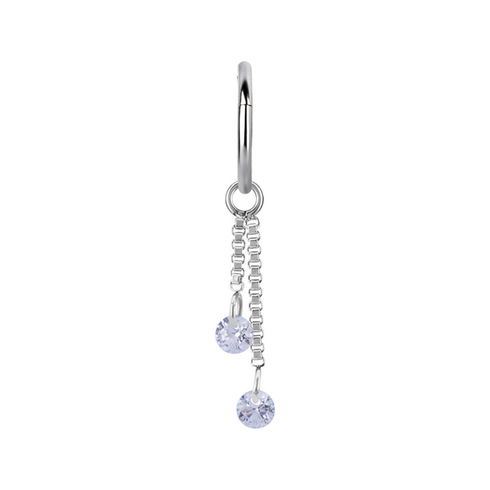 Charms chain with white zircons - silver - D-071