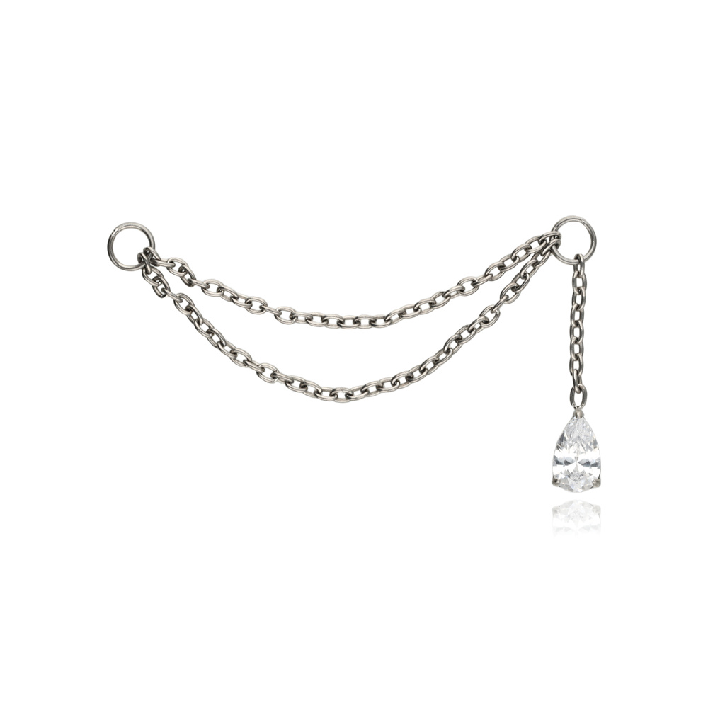 Titanium Chain with White Zirconia - silver - D-098