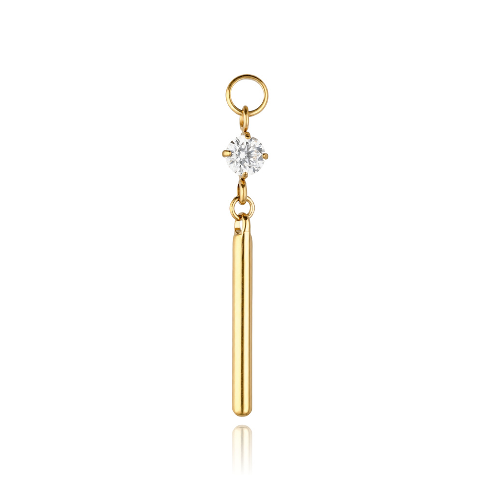 Titanium charm with white cubic zirconia - silver - D-101