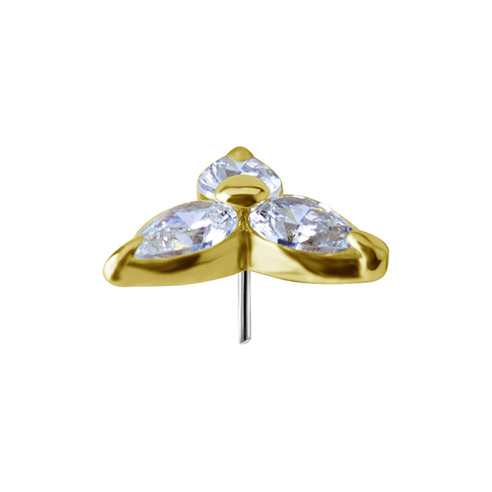 Attachment 18K gold ornamental with white zircons - GD18K-059