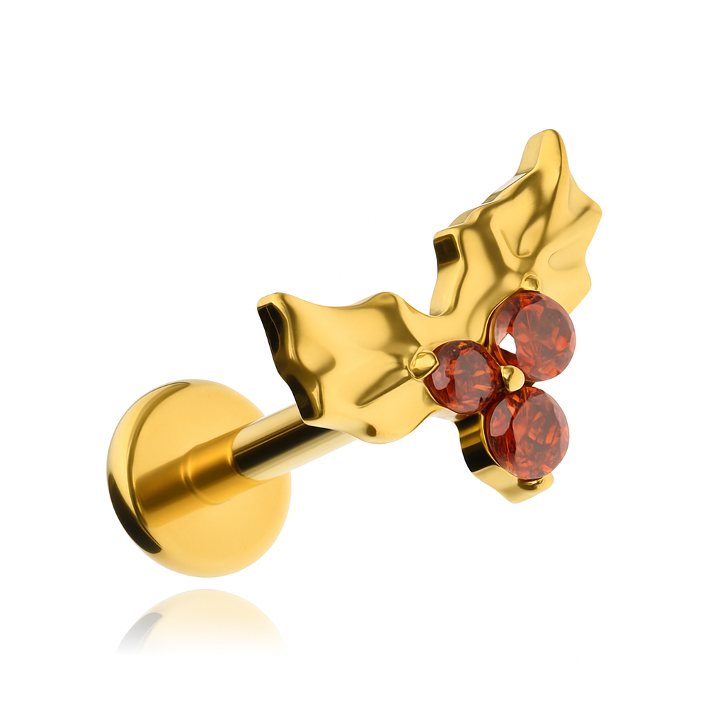 Titanium labret with white zircons - silver