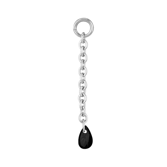 Charms chain with black zirconia - silver - D-074