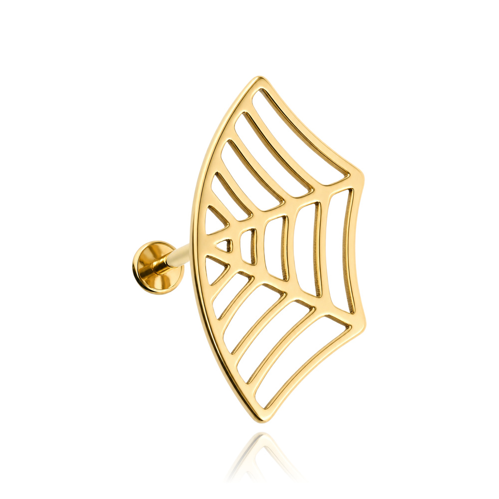 Titanium labret spiderweb - gold
