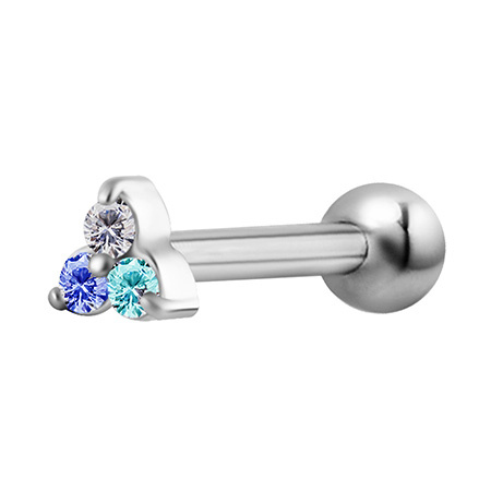 Cartilage earring with zircons - blue - CH-001