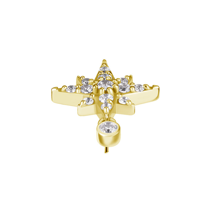 Attachment push in - star with white zircons - CoCr NF - gold - PI-023