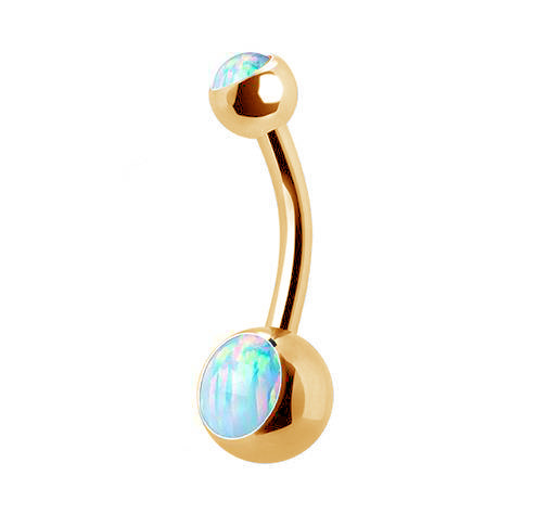 OP17 titanium Belly button ring with opal - rose gold - TPP-008