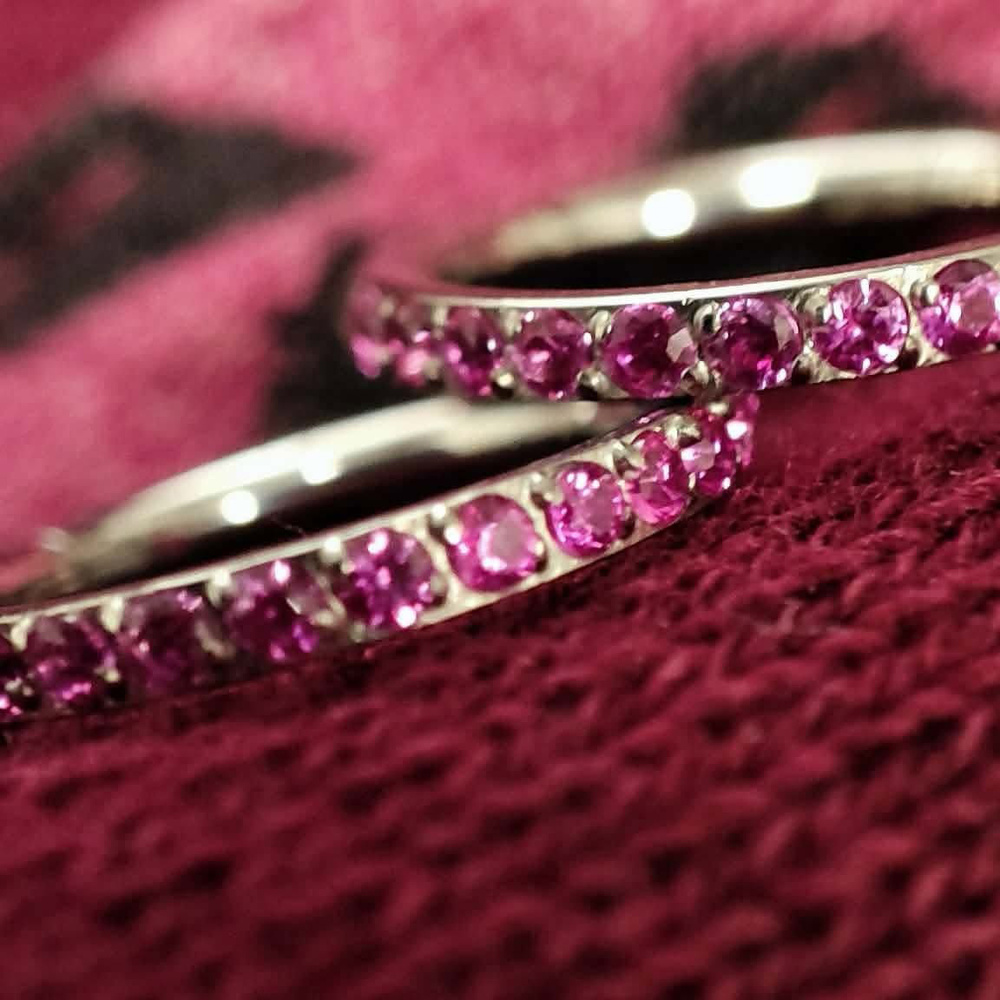 Titanium clicker ring with pink cubic zirconia - silver - TK-023