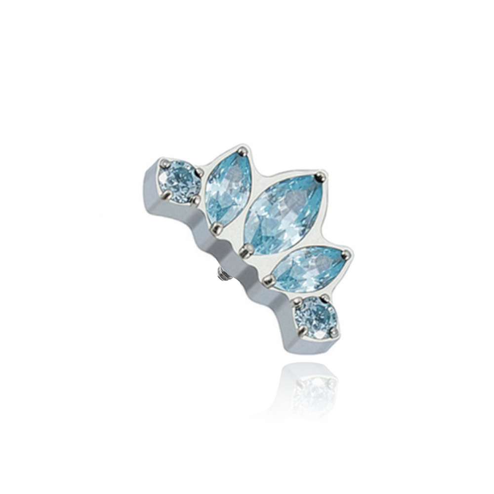 Titanium attachment with blue zircons silver- TNA-088