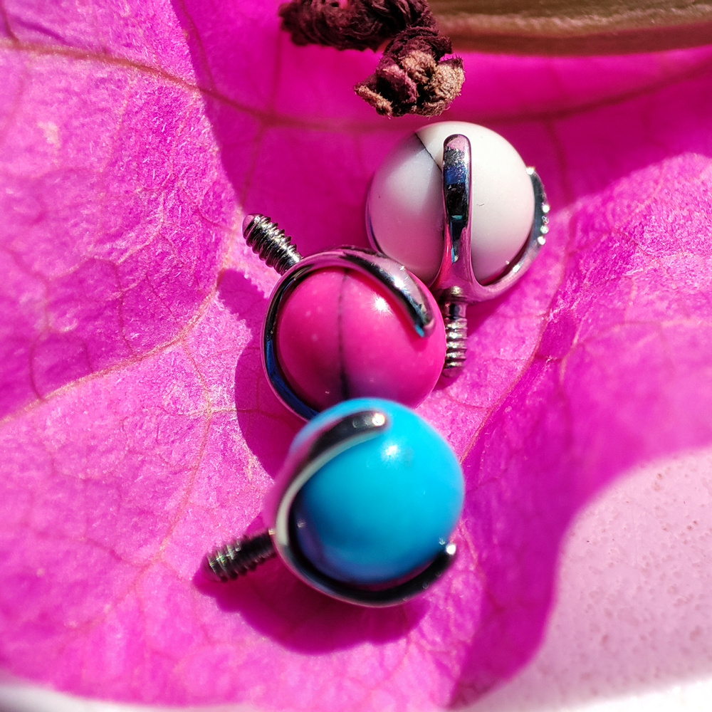 Titanium attachment - white Howlite - silver - TNA-020