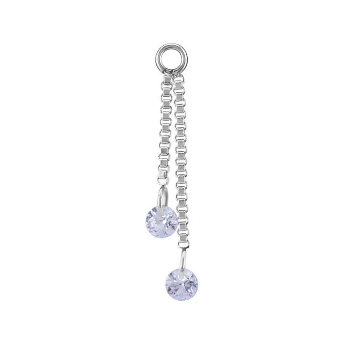 Charms chain with white zircons - silver - D-071