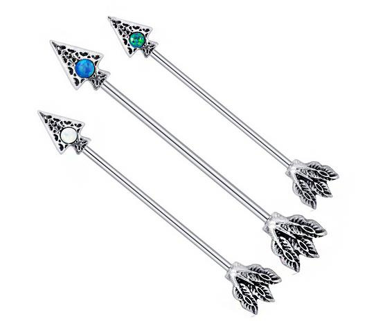 Industrial - silver arrow with blue opal - IND-037