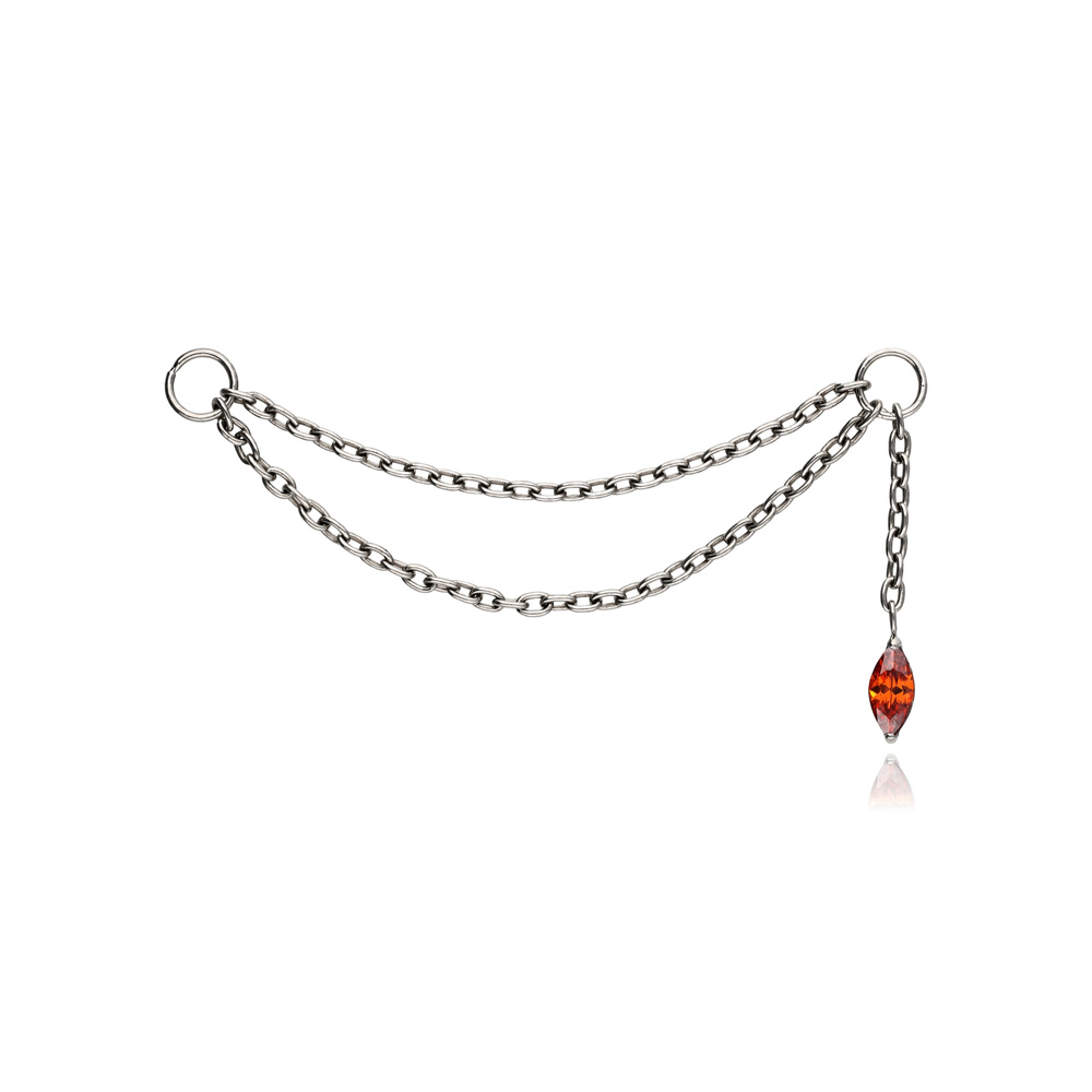 Titanium Chain with White Zirconia - silver - D-098