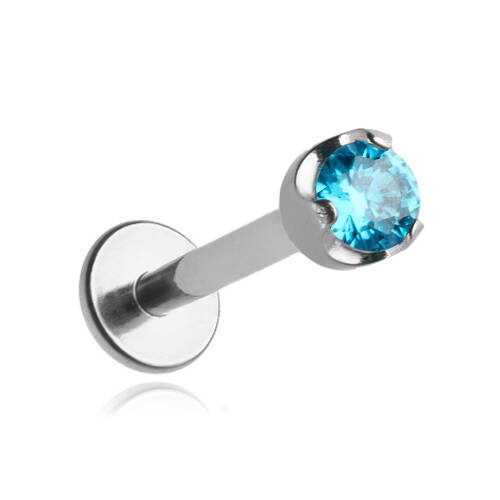 Titanium labret with blue zirconia