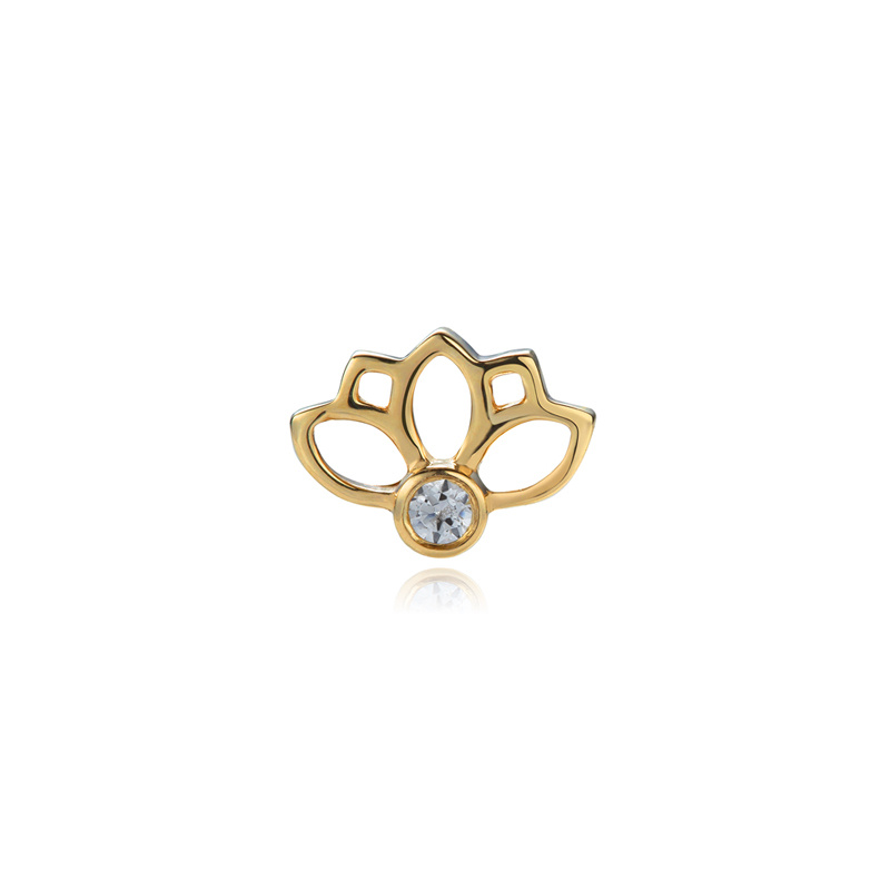 attachment 14K gold flower with white zirconia - GD14K-005