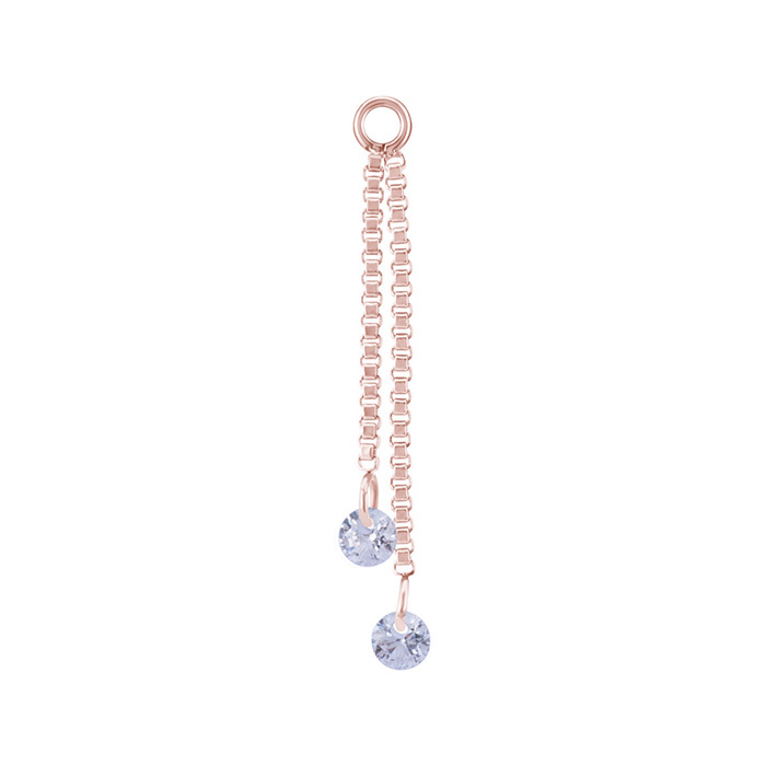 Charms chain with white cubic zirconias - rose gold - D-071