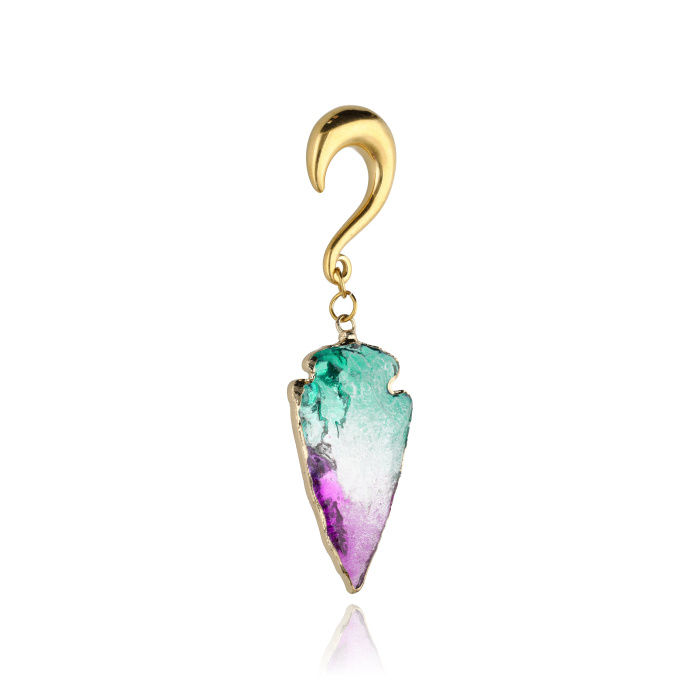 Ear weight with green and pink - gold - PT-056