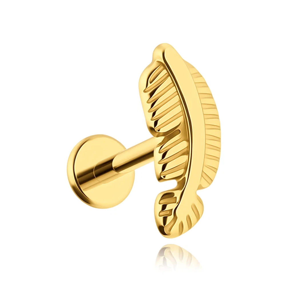 Titanium labret feather-gold