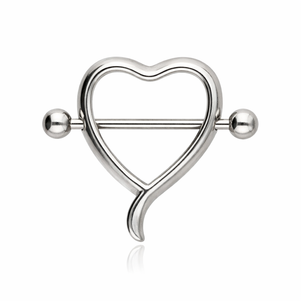 Nipple piercing - silver heart - S-016