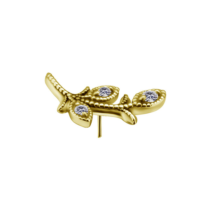 Attachment push in - leaves with white zircons - CoCr NF - gold - PI-019
