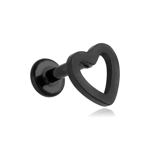 Black heart labret earring - LGW-042