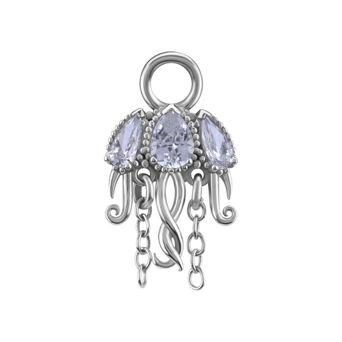Charms - CoCr NF - openwork with white zircons - silver - D-087