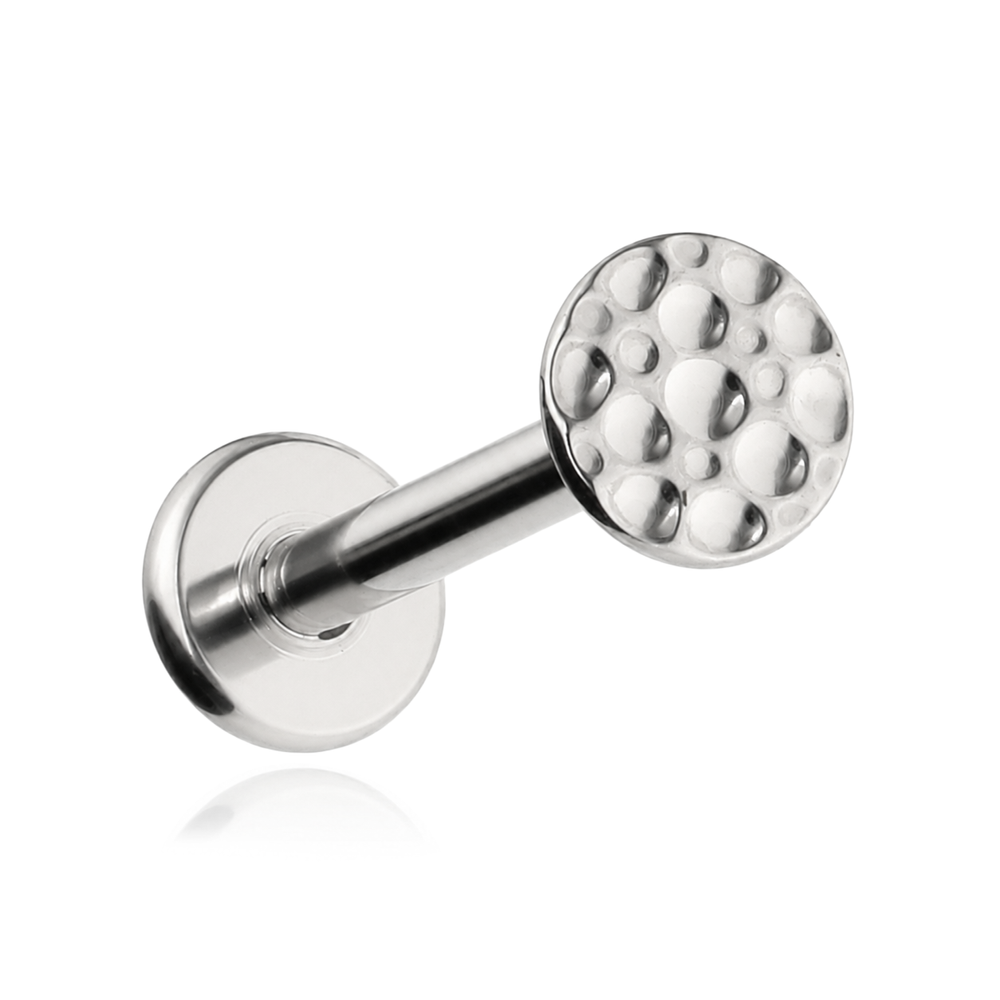 Tytanowy kolczyk labret gwóźdź srebrny