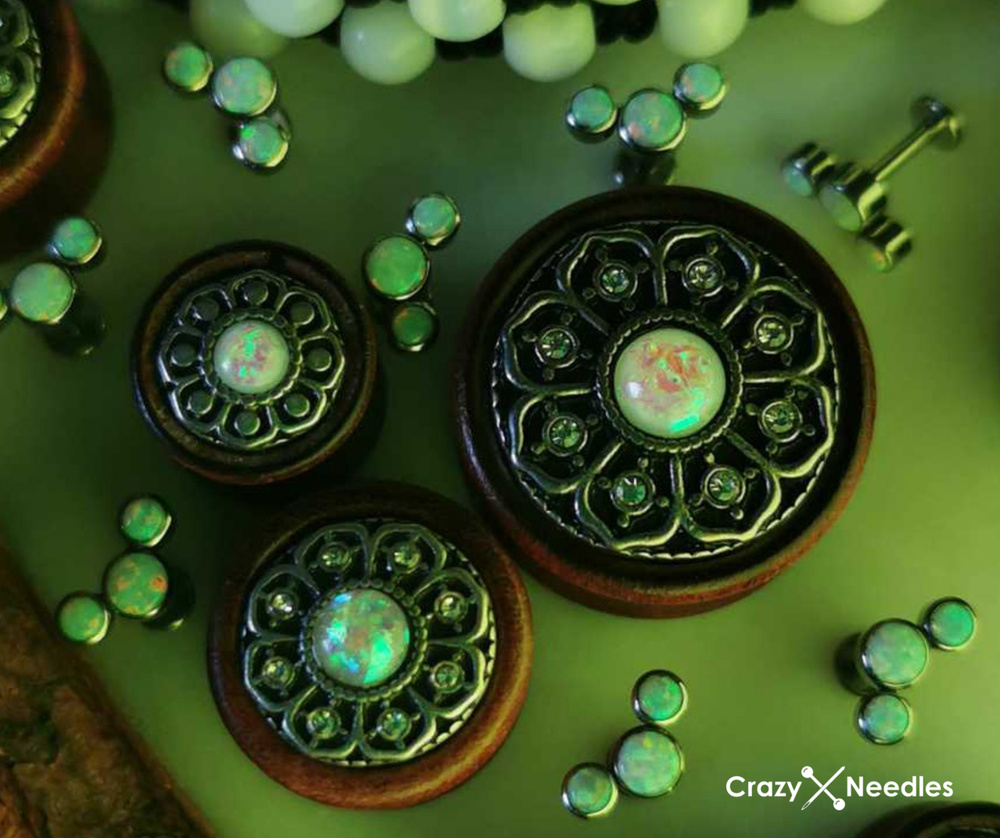 Wooden  plug with flower - ORGANIC - PT-046