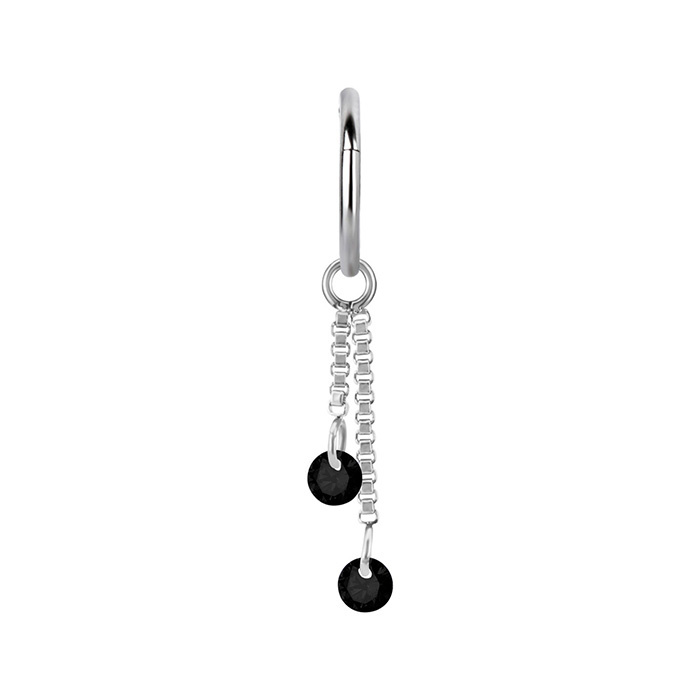 Charms chain with black zircons - silver - D-071