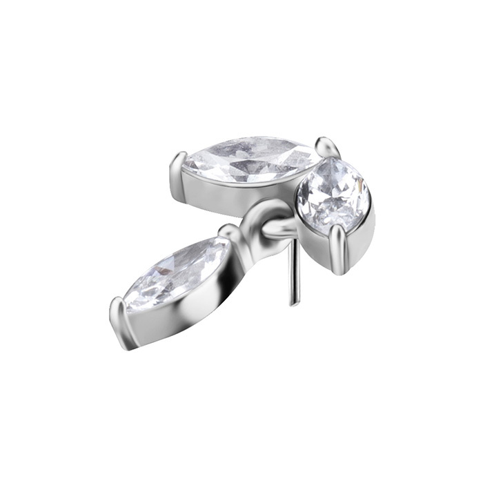 Attachment push in - leaves with white zircons - CoCr NF - silver - PI-024