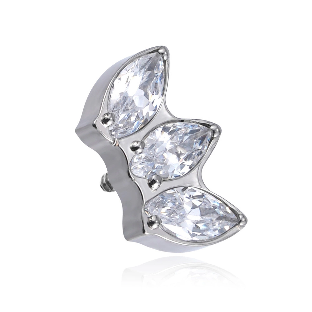 Titanium attachment with white zircons - sterling silver - TNA-081