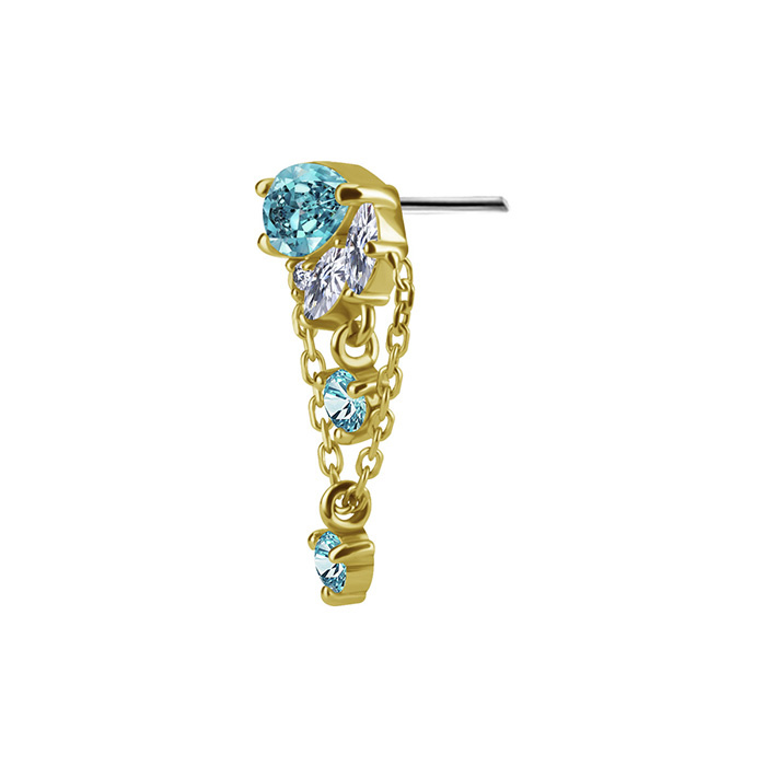 Attachment 18K gold with sea stones and white zirconia - GD18K-074