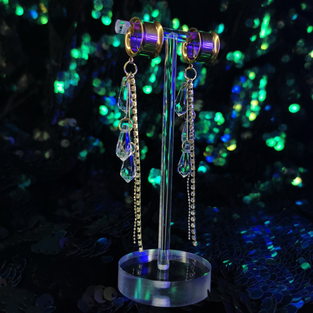 Decorative tunnel with crystals - gold - PT-017