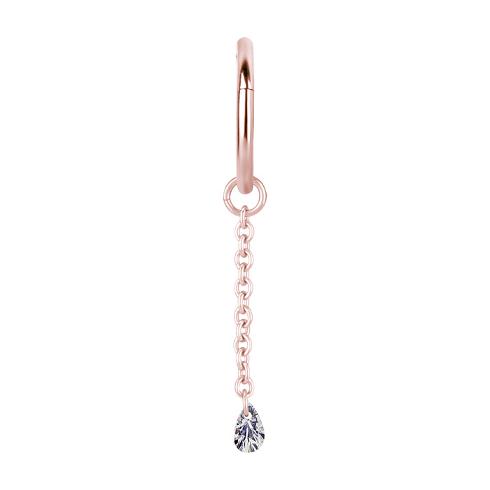 Charms chain with white zirconia - rose gold - D-074