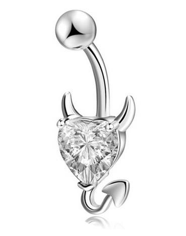 Heart devil Belly button ring white - KP-025