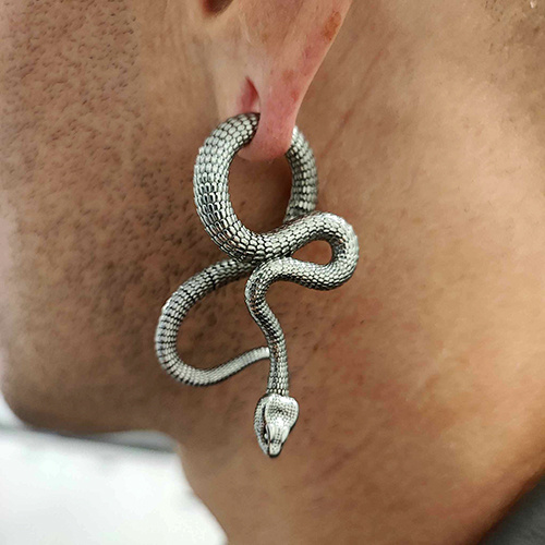 Ear weight hanger snake - pair - silver - PT-1166