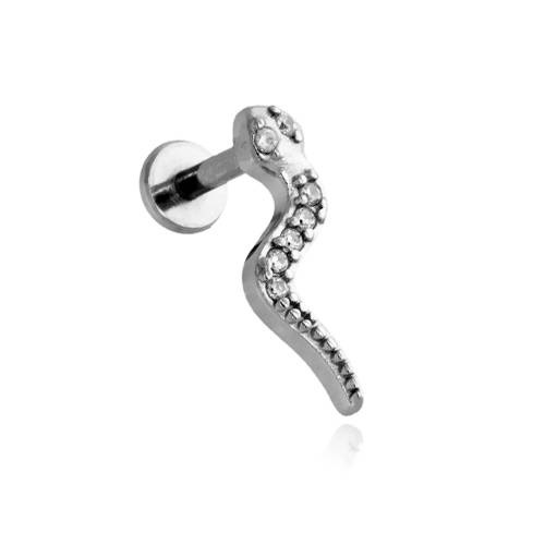 Silver snake labret earring - LGW-040