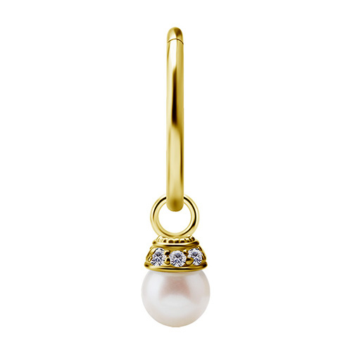 Charms - CoCr NF - gold with freshwater pearl - PREMIUM ZIRCONIA - D-045