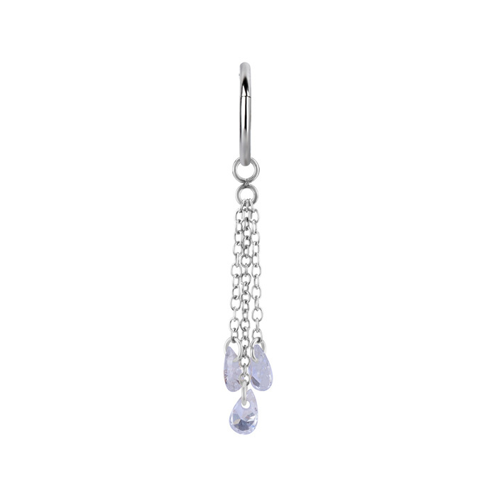 Charms chain with white zircons - silver - D-073