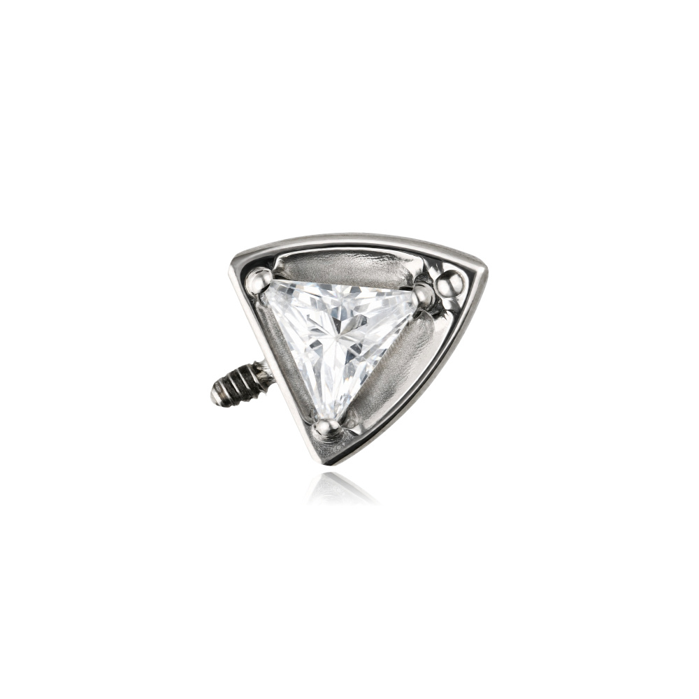 Titanium attachment - Bow with white cubic zirconia - silver - TNA-258