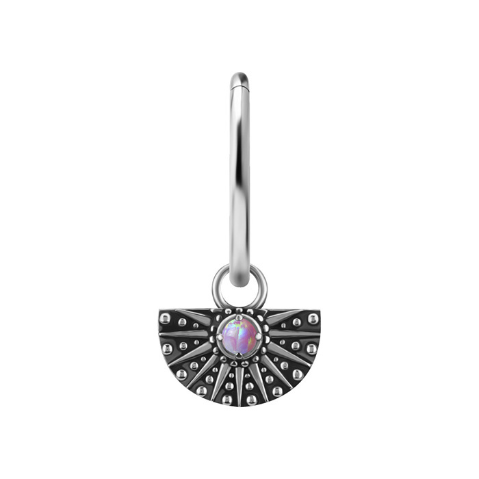 Charms - CoCr NF - openwork with pink opal - silver - D-088