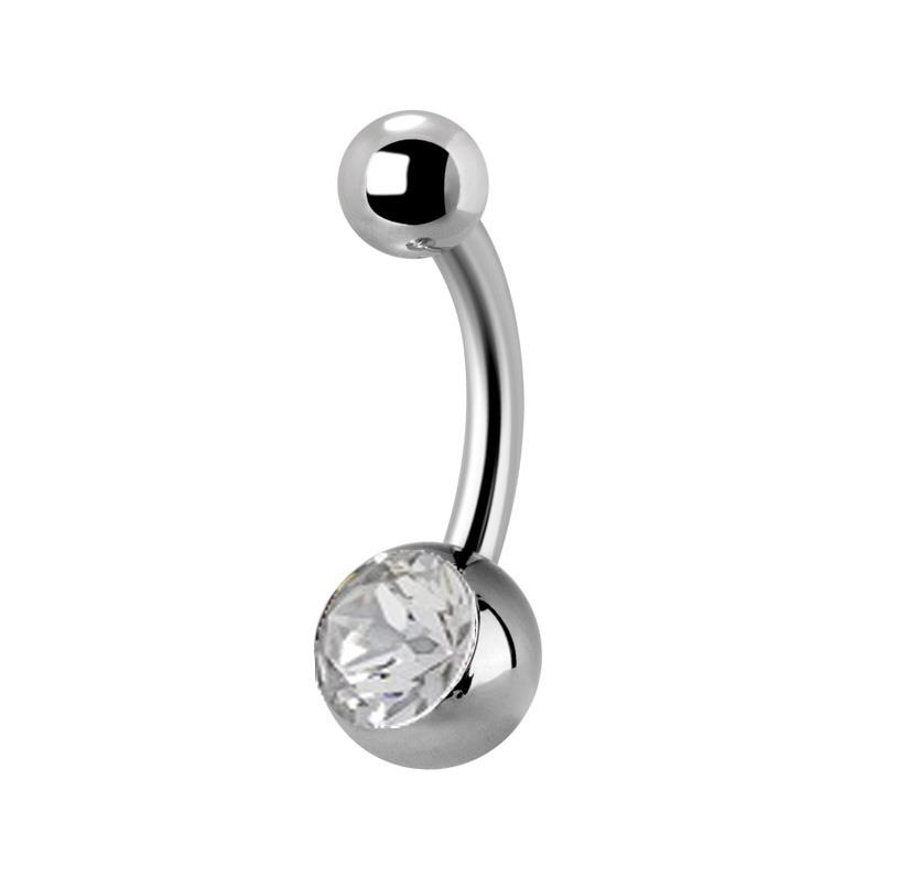 Titanium belly button ring - white zirconia - TPP-010