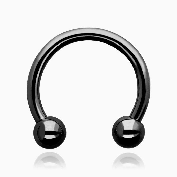 Titanium horseshoe earring - black - TKP-001