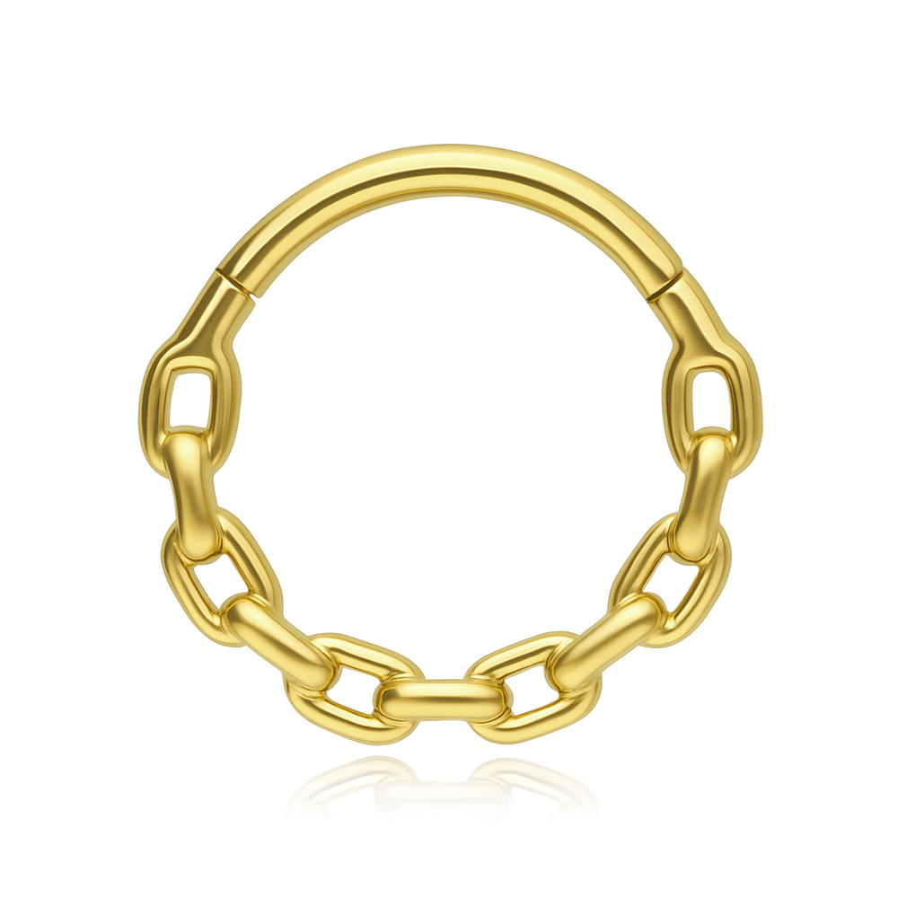 Piercing clicker with white zircons - gold - K-080