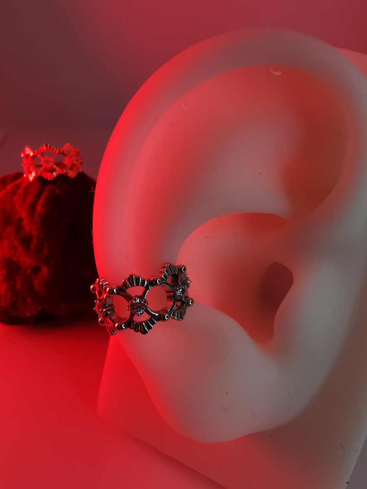 Kolczyk kółko clicker ozdobny z białymi cyrkoniami - CoCr NF - srebrny - K-069