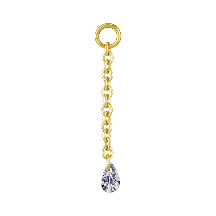 Charms chain with white zirconia - gold - D-074