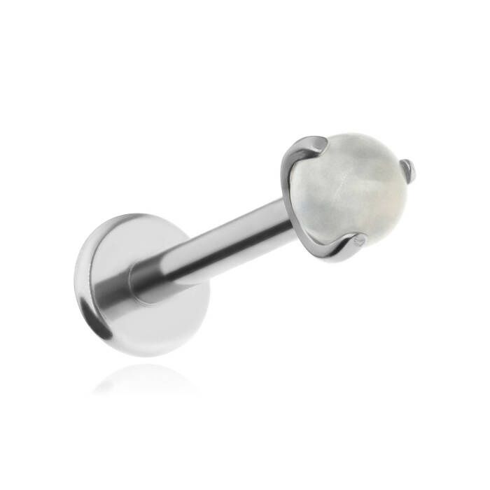 Titanium labret with moonstone - silver