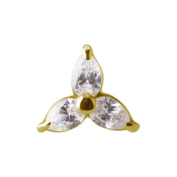 Attachment 18K gold ornamental with white zircons - GD18K-059
