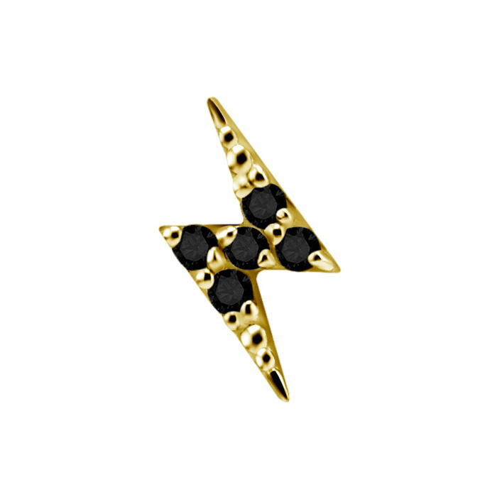 attachment 18K gold lightning bolt with black spinel - right - GD18K-053