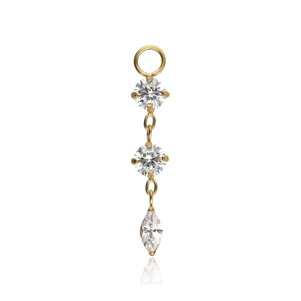 Titanium charm bracelet with white cubic zirconia - gold - D-099